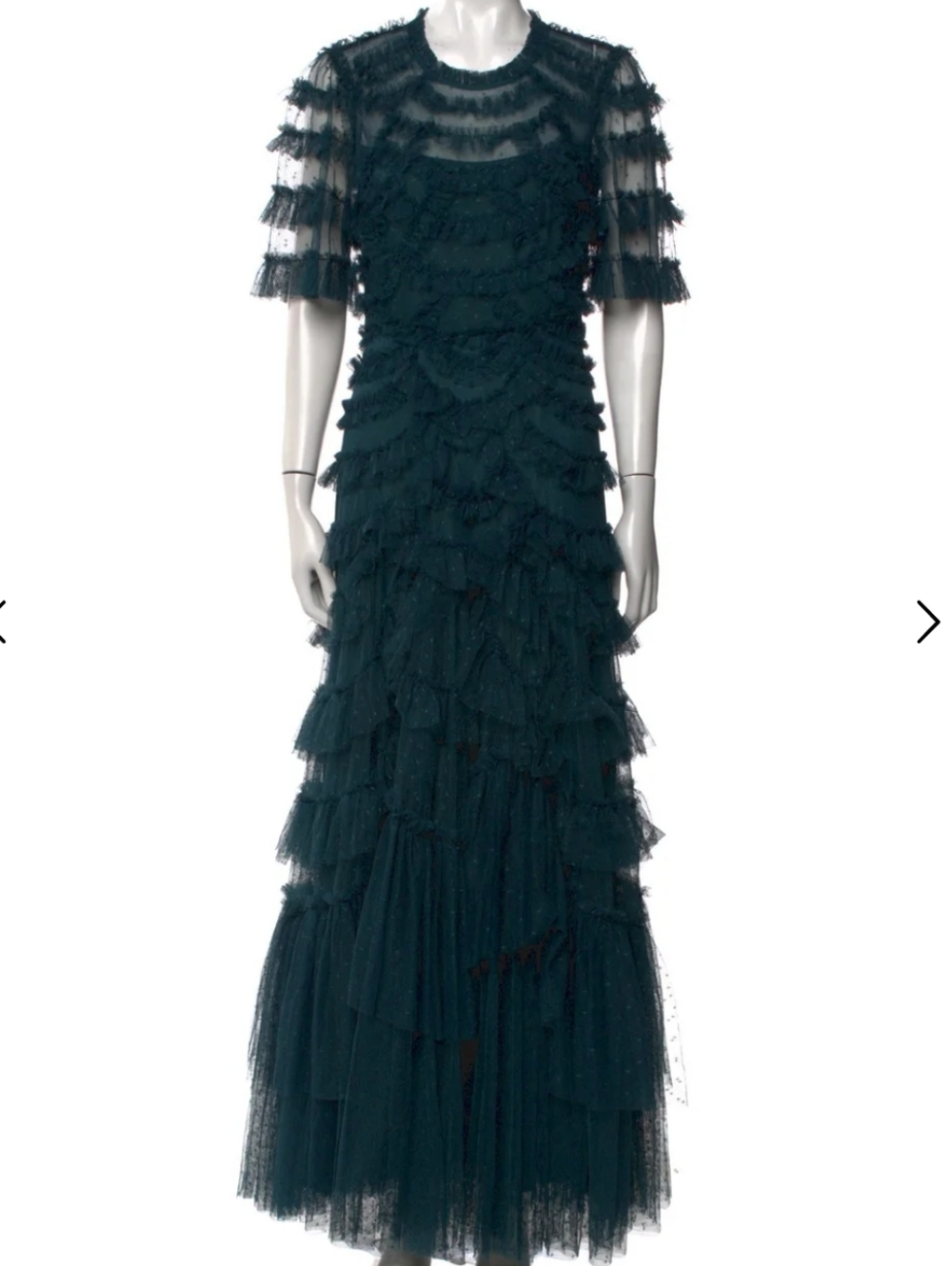 BHLDN Needle & Thread Dark Ruffled Tulle Maxi Dress size US 8 $769